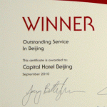 Capital Hotel Wins The Most Outstanding Service Award